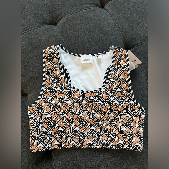 Burberry Monogram Print Cropped Tank Top NEW Szs M & L - Picture 1 of 4